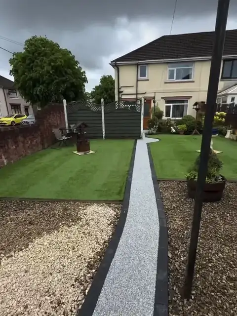 The finished path running the length of the garden